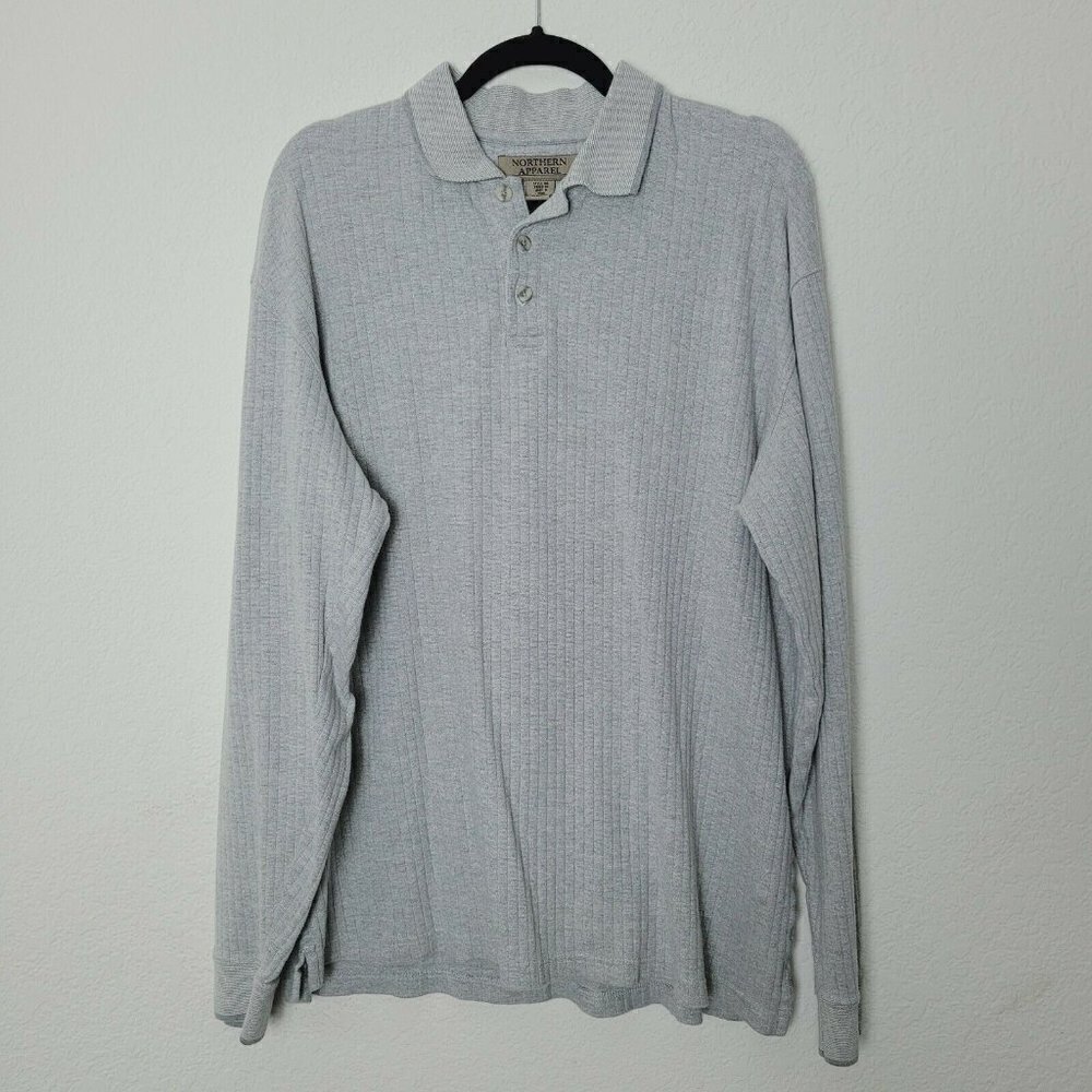 Northern Apparel Men's Collared Sweater Polo Sweater XXL Gray Ribbing Causal - Picture 2 of 9